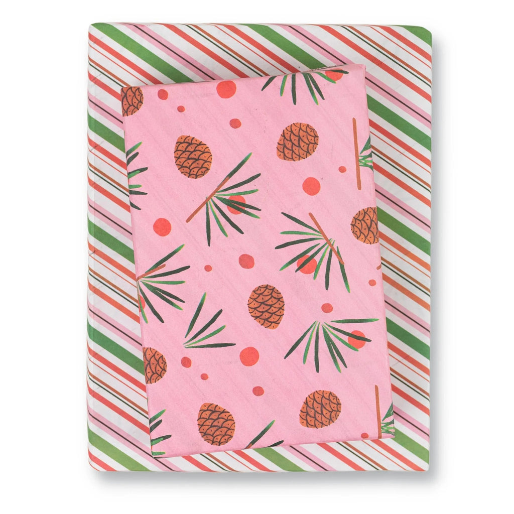 Wrappily - Pink Pinecone and Candy Cane Stripe