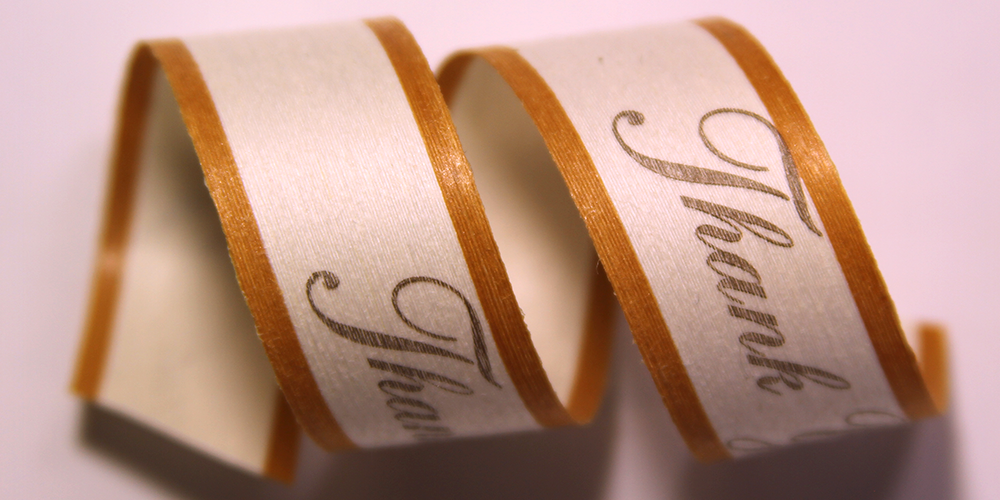 Thank you printed on sale ribbon